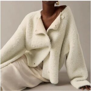 J. Crew Cream Fuzzy Button-Front Jacket